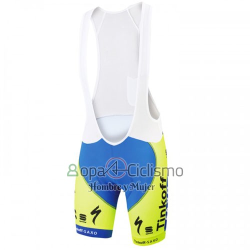 Tinkoff Saxo Bank Ropa Ciclismo Culotte Corto 2016 Mangas Cortas AMarillo y Azul